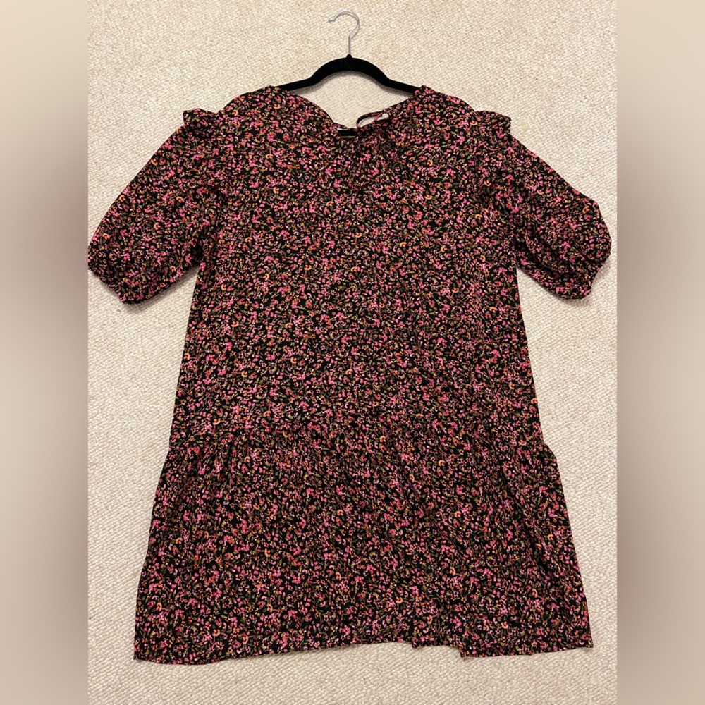 H&M Black Midi Dress with Pink Floral Print - Picture 4 of 4